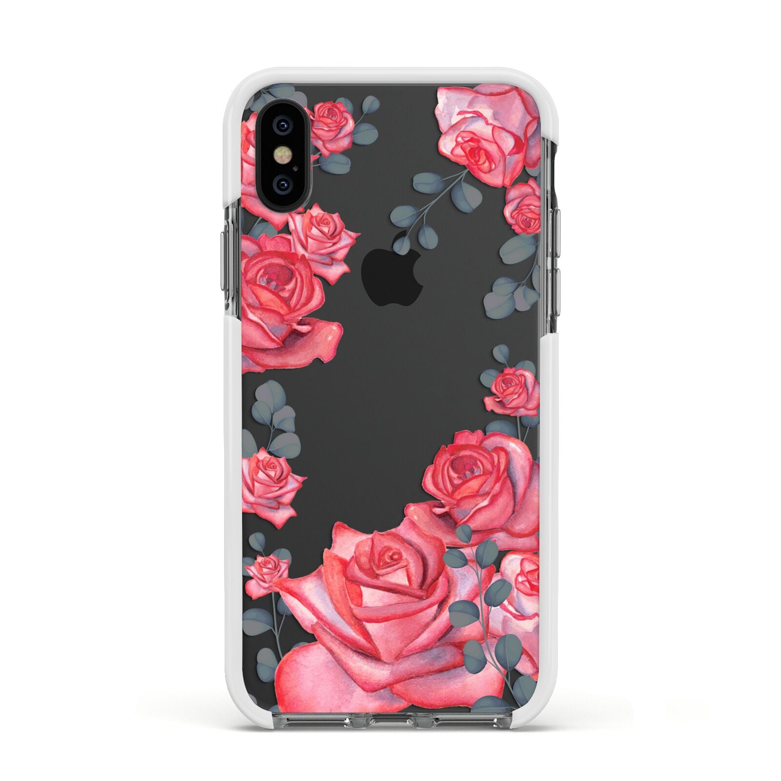 Valentine Floral Apple iPhone Xs Impact Case White Edge on Black Phone