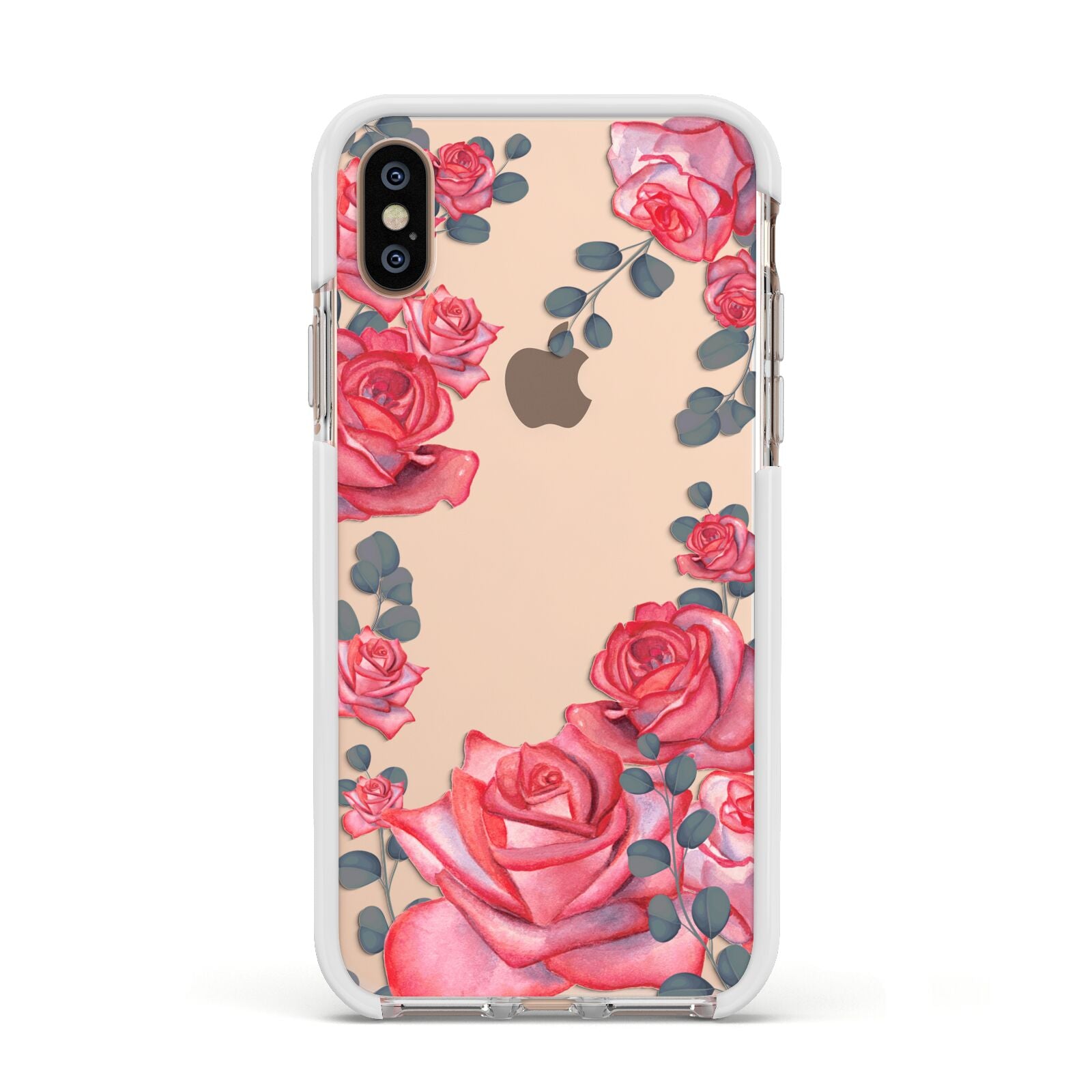 Valentine Floral Apple iPhone Xs Impact Case White Edge on Gold Phone
