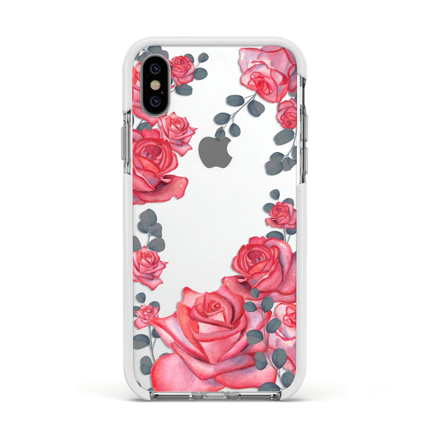 Valentine Floral Apple iPhone Xs Impact Case White Edge on Silver Phone