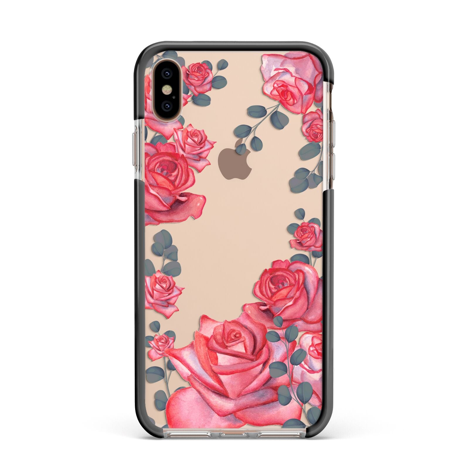 Valentine Floral Apple iPhone Xs Max Impact Case Black Edge on Gold Phone