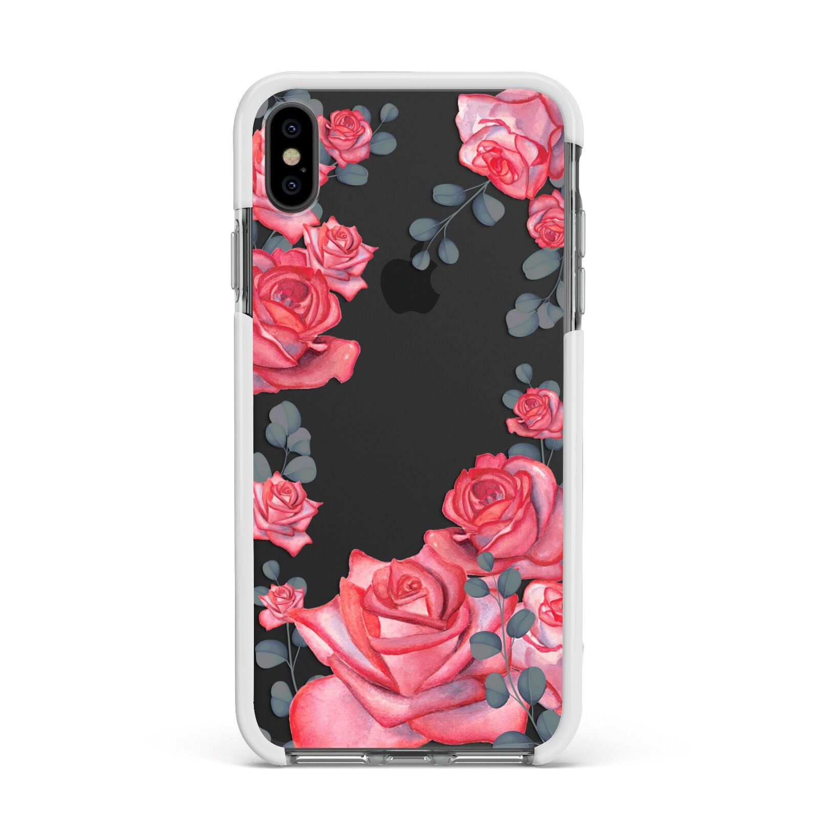 Valentine Floral Apple iPhone Xs Max Impact Case White Edge on Black Phone