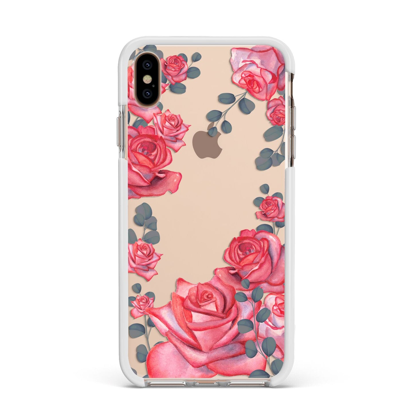 Valentine Floral Apple iPhone Xs Max Impact Case White Edge on Gold Phone