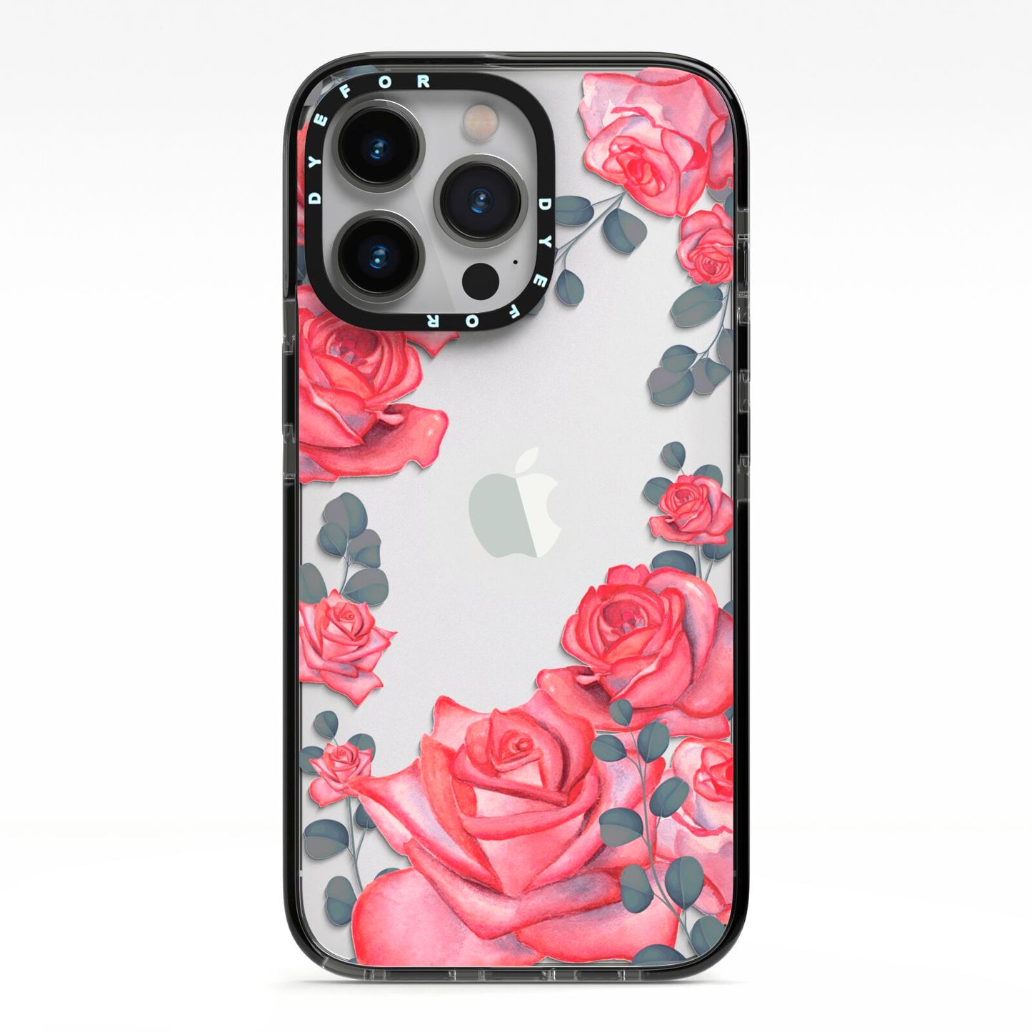 Valentine Floral iPhone 13 Pro Black Impact Case on Silver phone