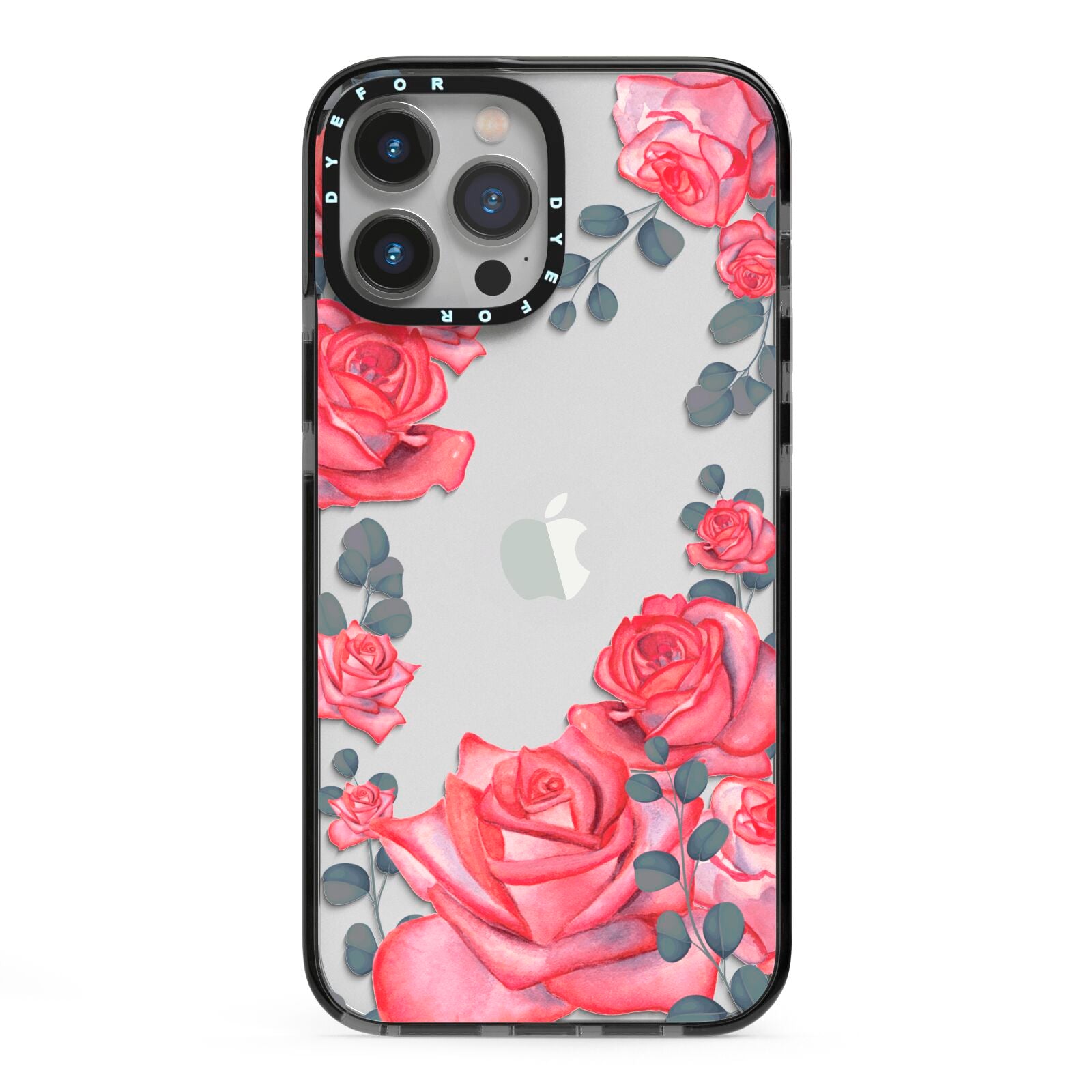 Valentine Floral iPhone 13 Pro Max Black Impact Case on Silver phone