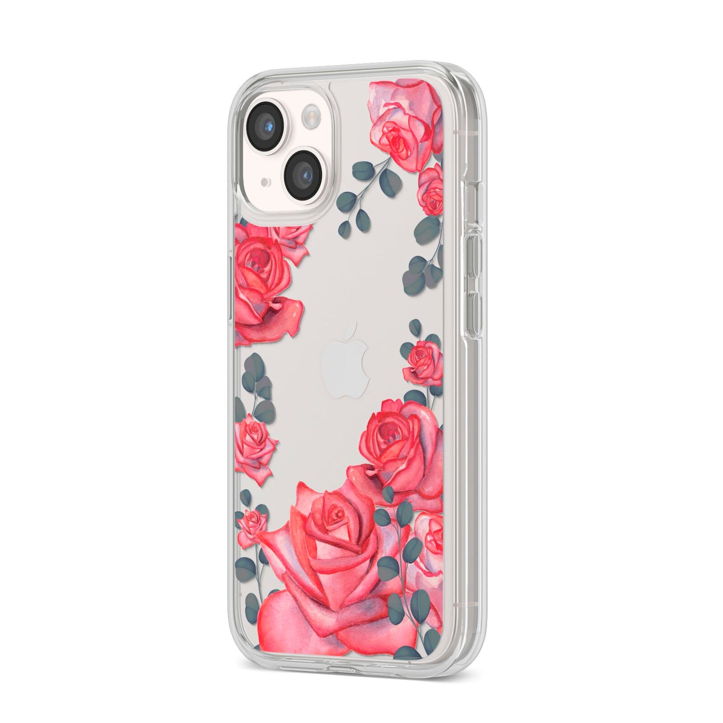 Valentine Floral iPhone 14 Clear Tough Case Starlight Angled Image