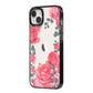 Valentine Floral iPhone 14 Plus Black Impact Case Side Angle on Silver phone