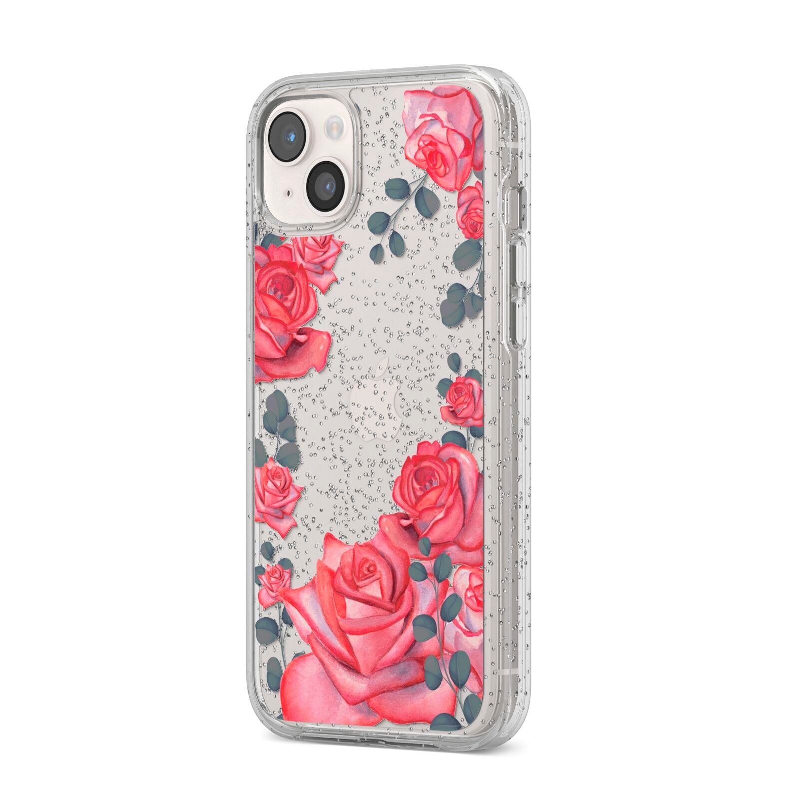 Valentine Floral iPhone 14 Plus Glitter Tough Case Starlight Angled Image