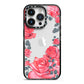 Valentine Floral iPhone 14 Pro Black Impact Case on Silver phone