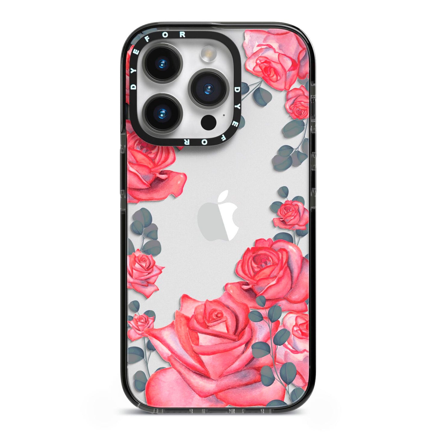 Valentine Floral iPhone 14 Pro Black Impact Case on Silver phone