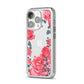 Valentine Floral iPhone 14 Pro Clear Tough Case Silver Angled Image