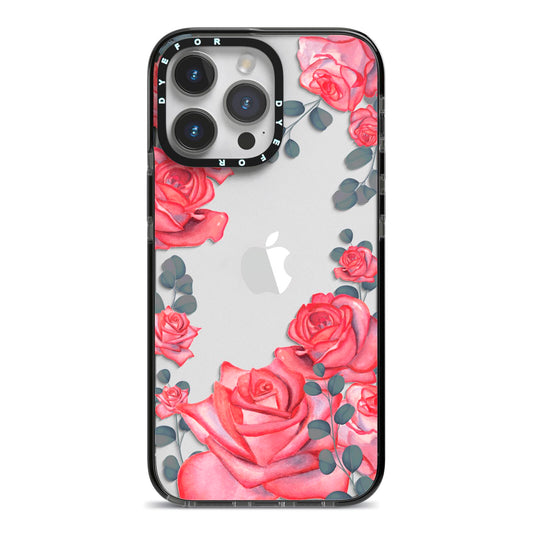 Valentine Floral iPhone 14 Pro Max Black Impact Case on Silver phone