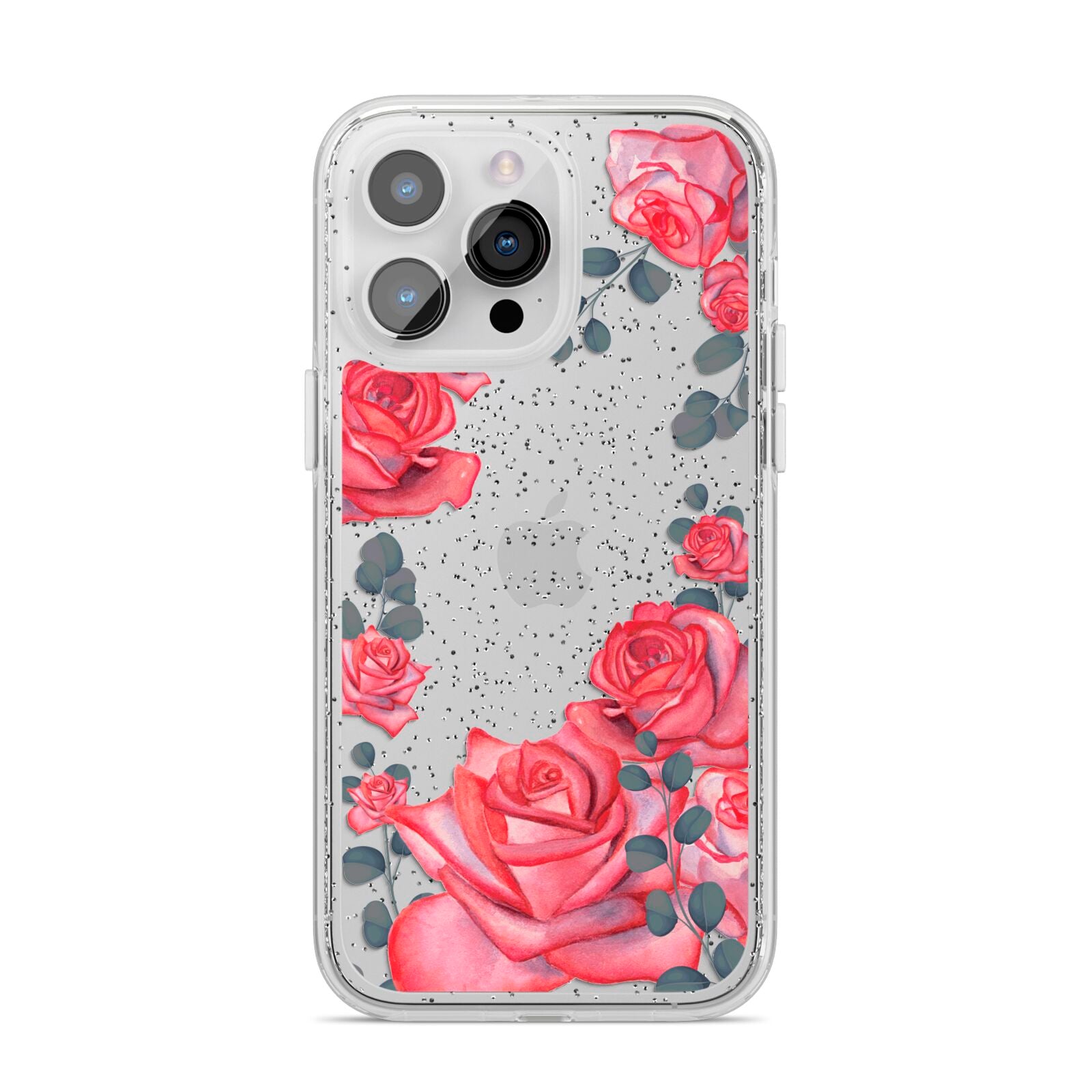 Valentine Floral iPhone 14 Pro Max Glitter Tough Case Silver