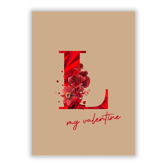 Valentine Monogram A5 Flat Greetings Card
