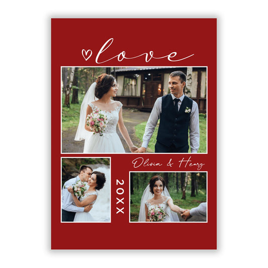 Valentine Wedding Photo Personalised A5 Flat Greetings Card