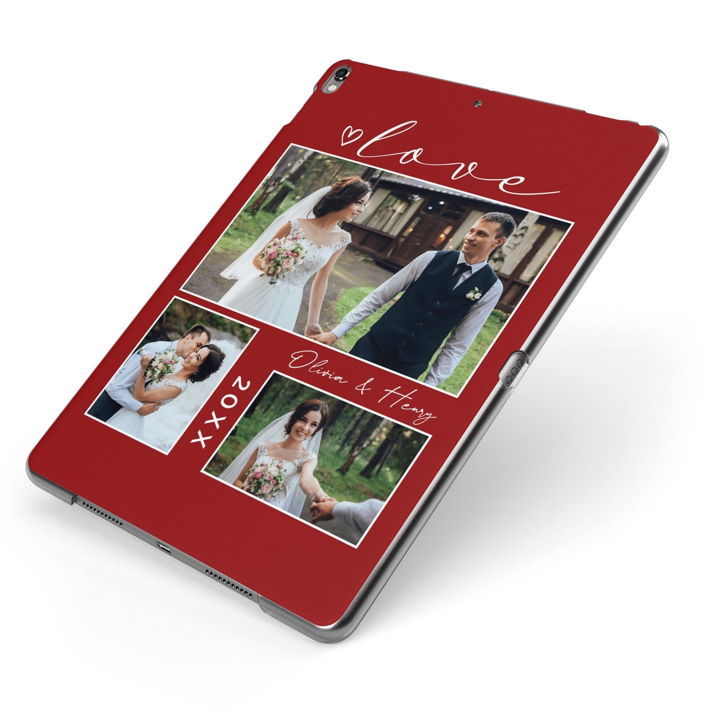 Valentine Wedding Photo Personalised Apple iPad Case on Grey iPad Side View