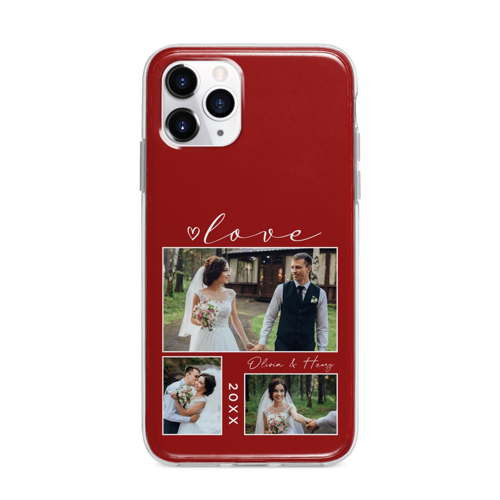 Valentine Wedding Photo Personalised Apple iPhone 11 Pro Max in Silver with Bumper Case