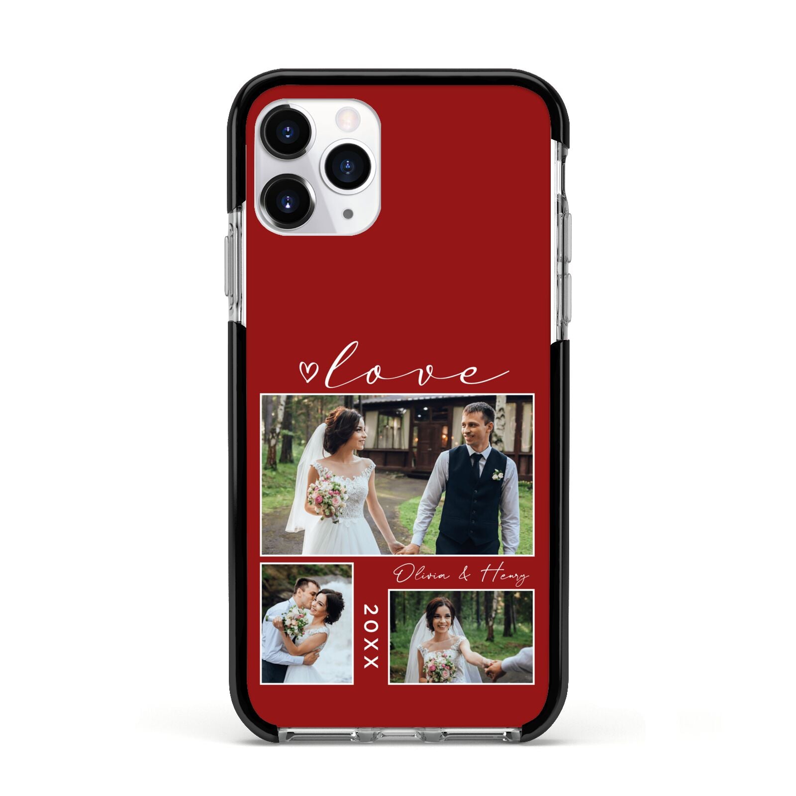 Valentine Wedding Photo Personalised Apple iPhone 11 Pro in Silver with Black Impact Case