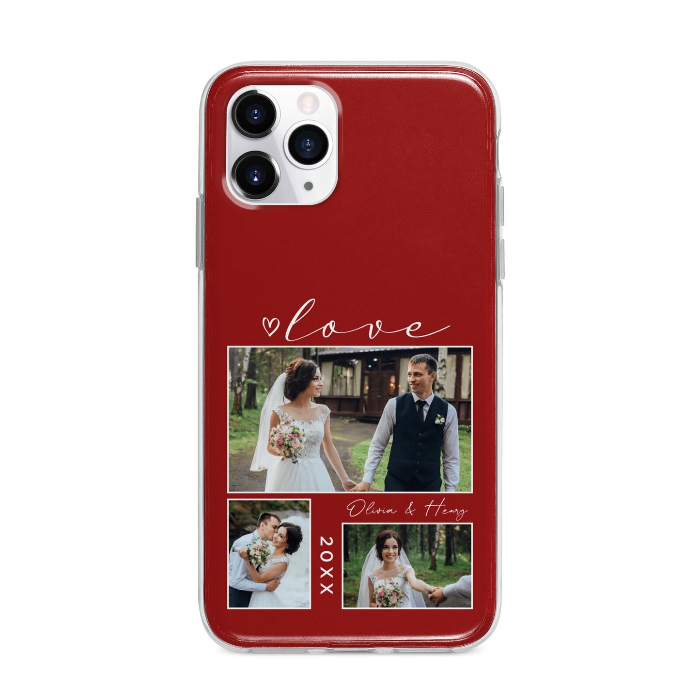 Valentine Wedding Photo Personalised Apple iPhone 11 Pro in Silver with Bumper Case