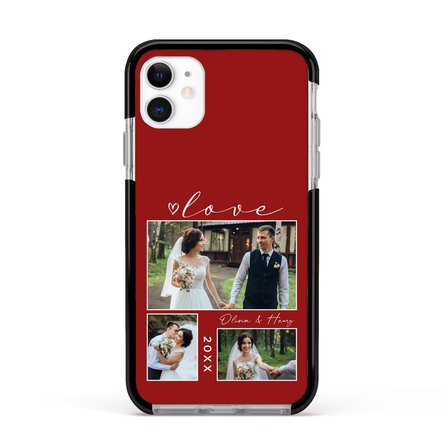 Valentine Wedding Photo Personalised Apple iPhone 11 in White with Black Impact Case
