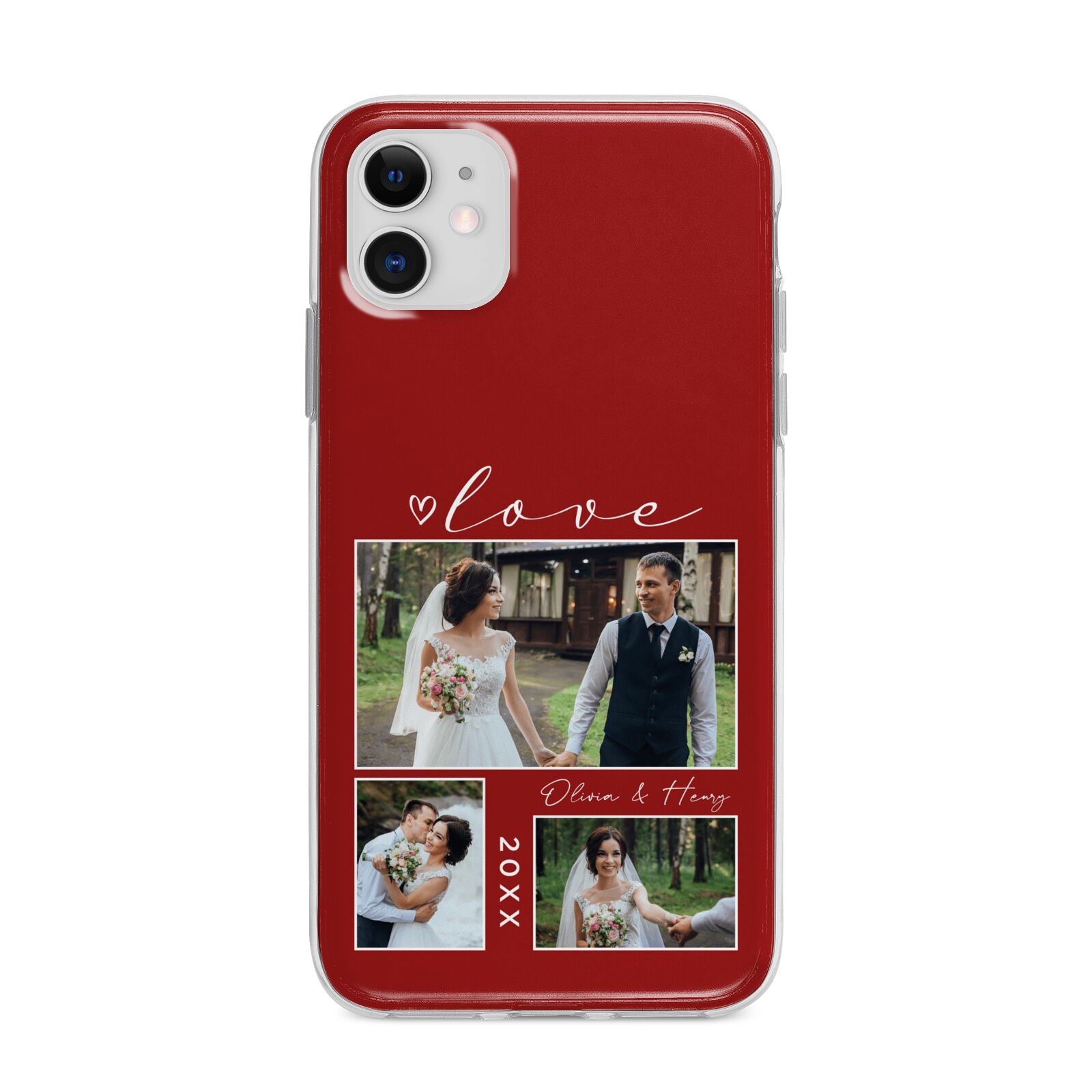 Valentine Wedding Photo Personalised Apple iPhone 11 in White with Bumper Case