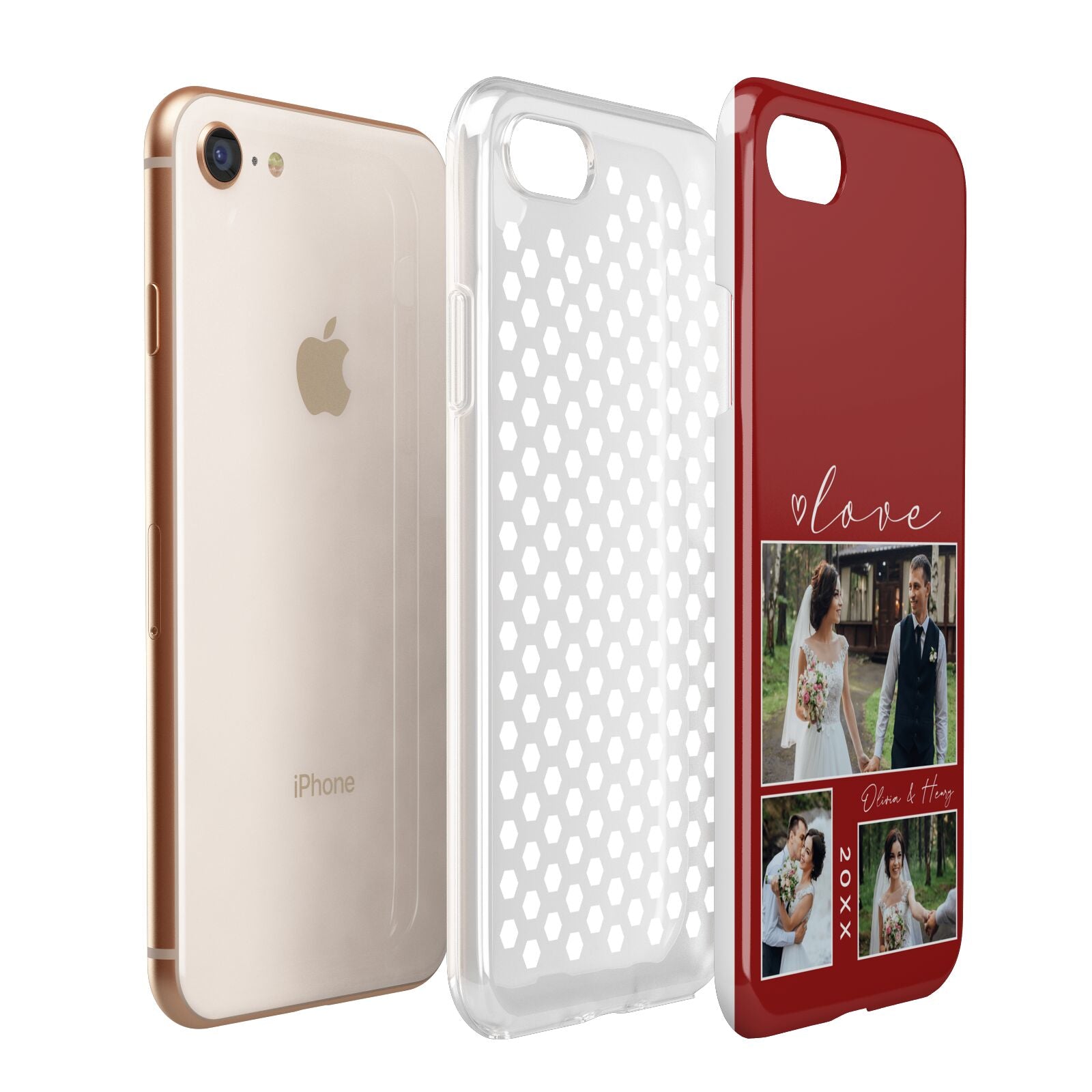 Valentine Wedding Photo Personalised Apple iPhone 7 8 3D Tough Case Expanded View