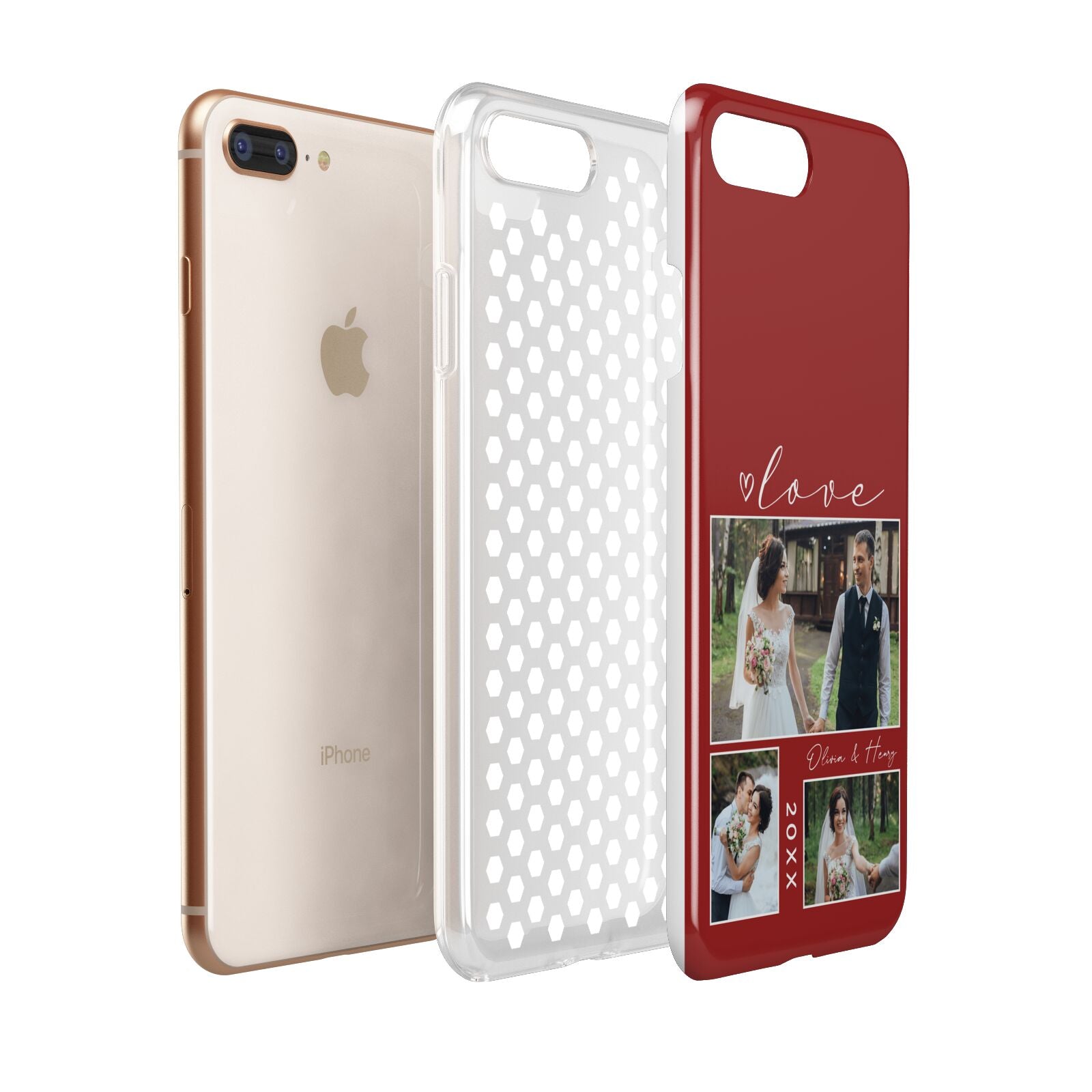 Valentine Wedding Photo Personalised Apple iPhone 7 8 Plus 3D Tough Case Expanded View