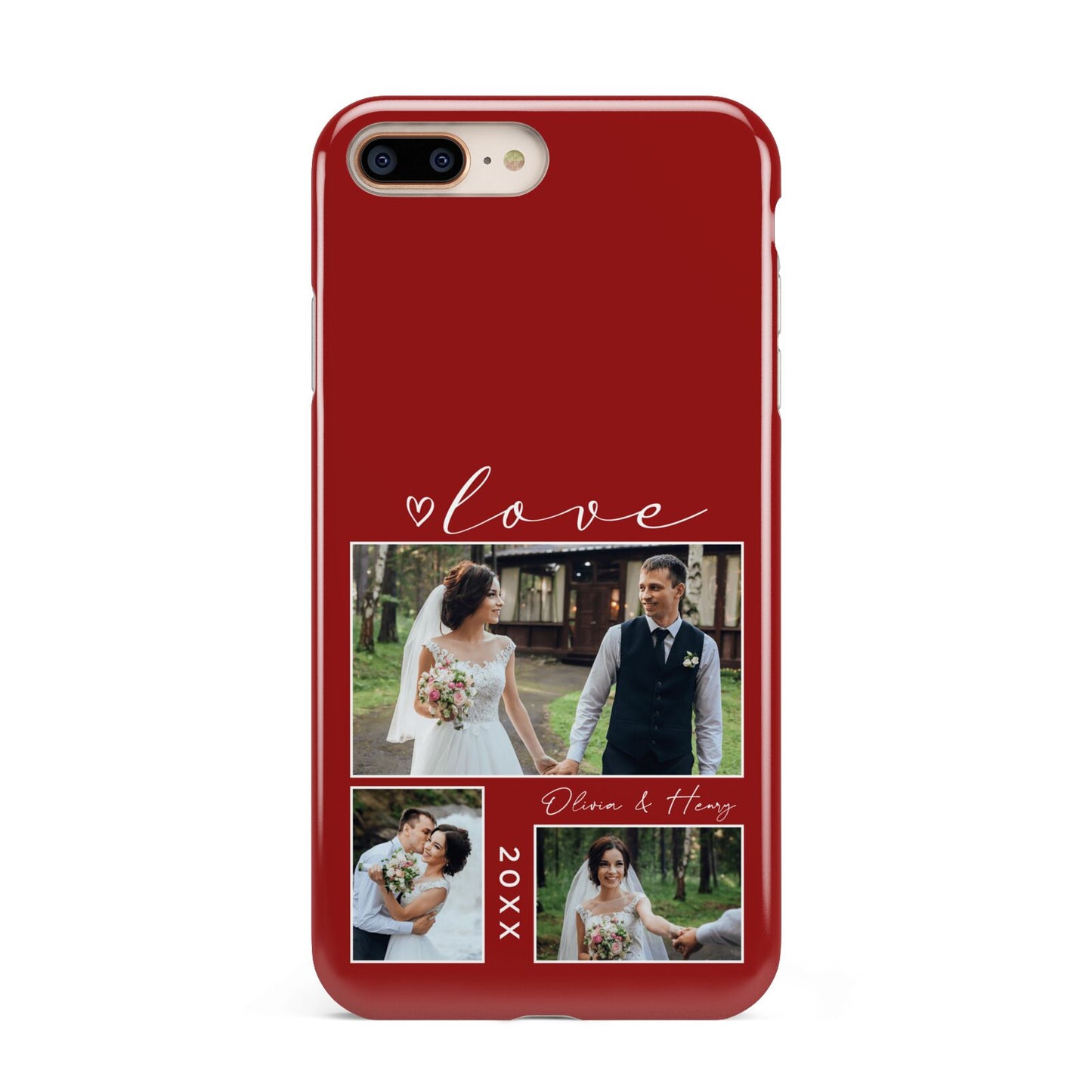 Valentine Wedding Photo Personalised Apple iPhone 7 8 Plus 3D Tough Case