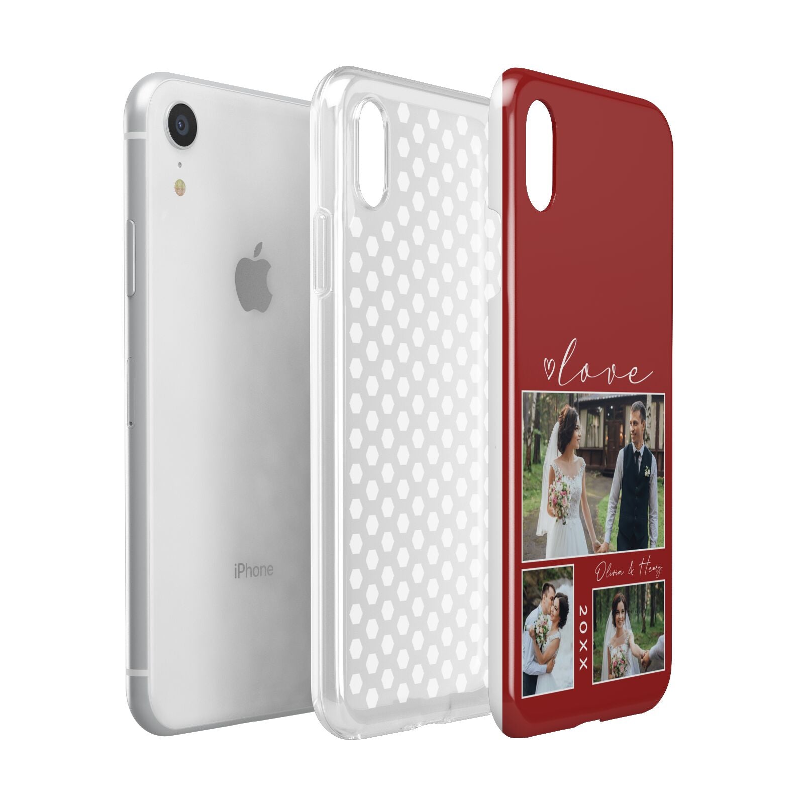 Valentine Wedding Photo Personalised Apple iPhone XR White 3D Tough Case Expanded view