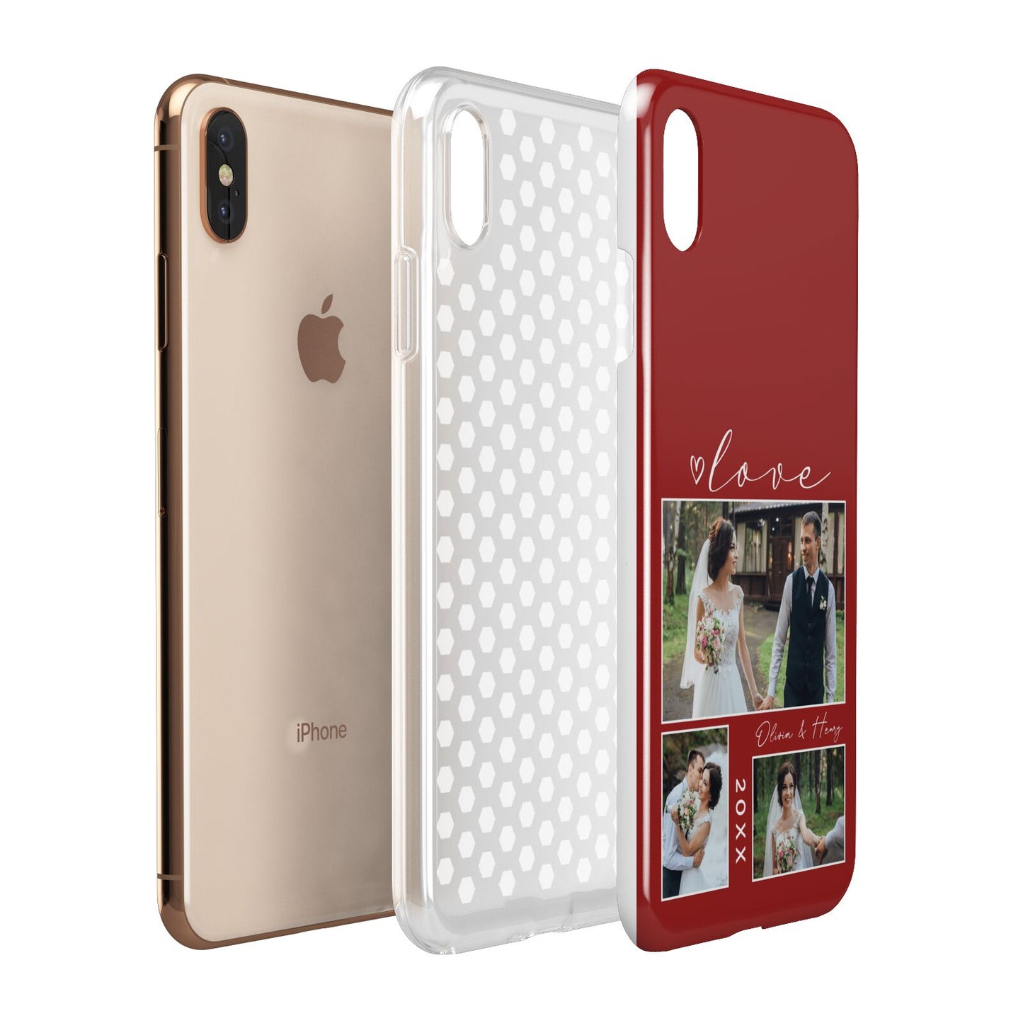 Valentine Wedding Photo Personalised Apple iPhone Xs Max 3D Tough Case Expanded View