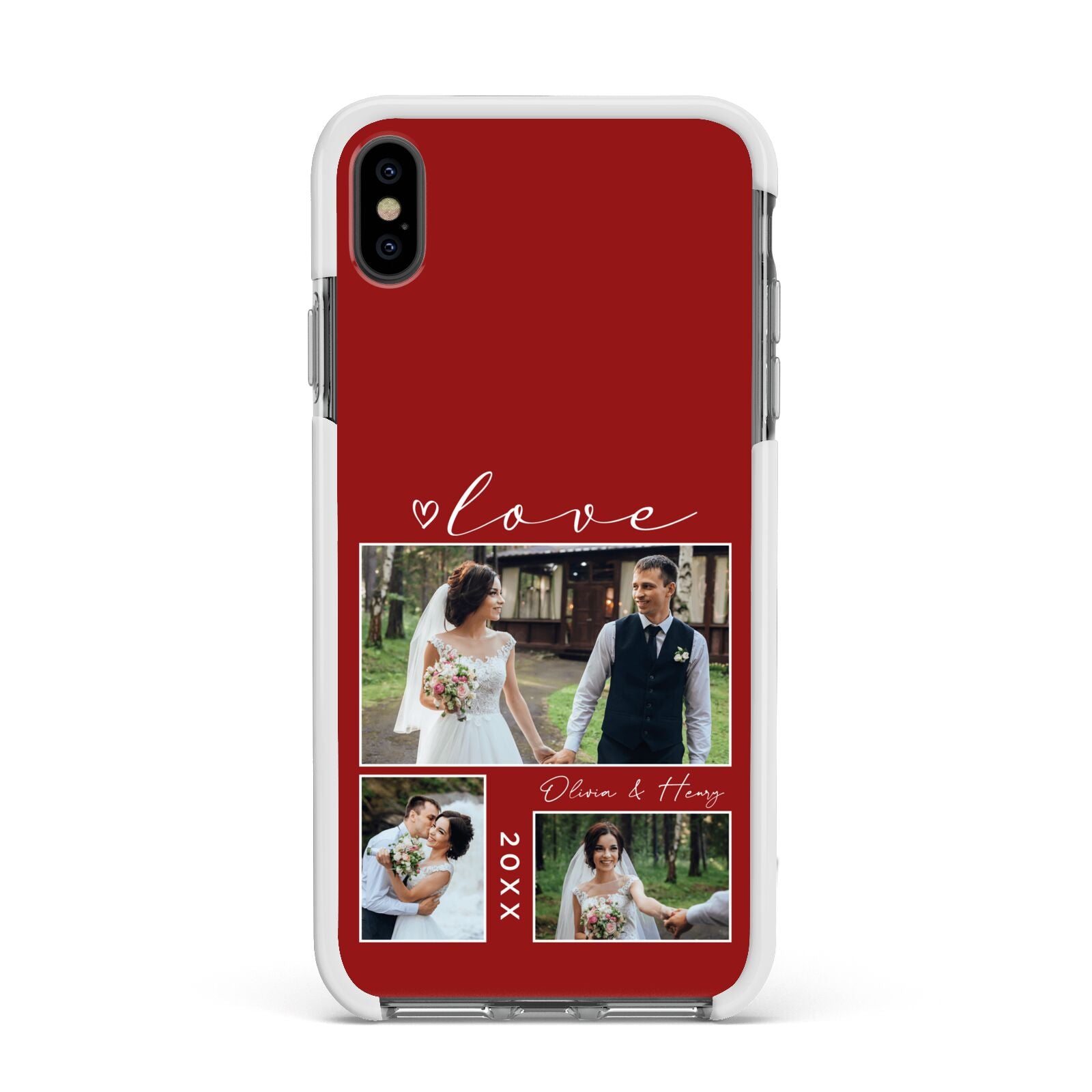 Valentine Wedding Photo Personalised Apple iPhone Xs Max Impact Case White Edge on Black Phone
