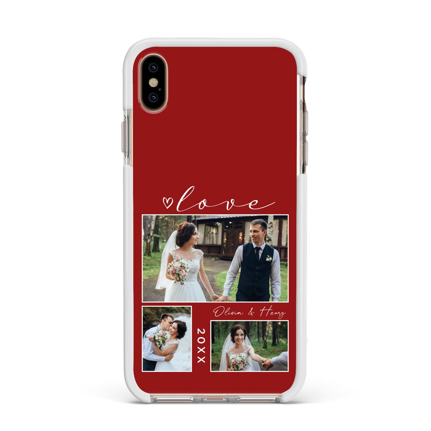 Valentine Wedding Photo Personalised Apple iPhone Xs Max Impact Case White Edge on Gold Phone