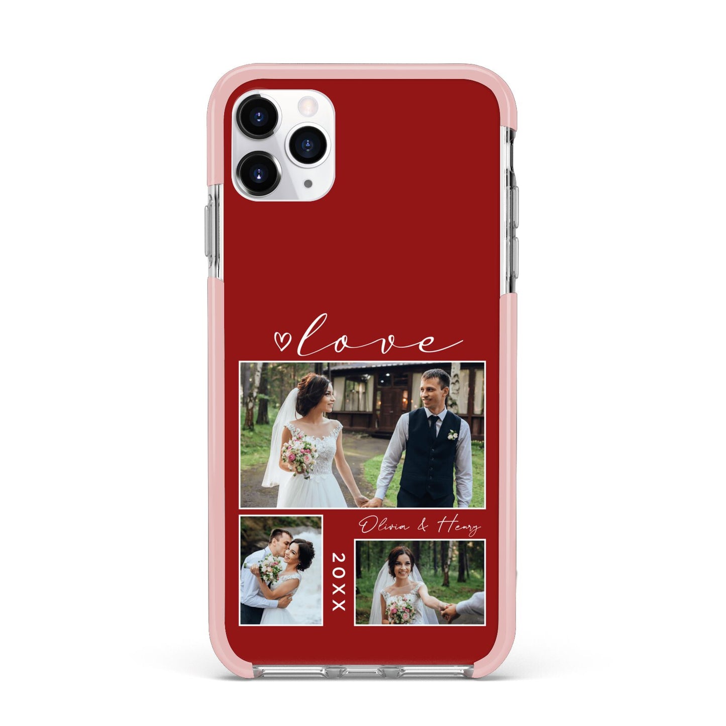 Valentine Wedding Photo Personalised iPhone 11 Pro Max Impact Pink Edge Case