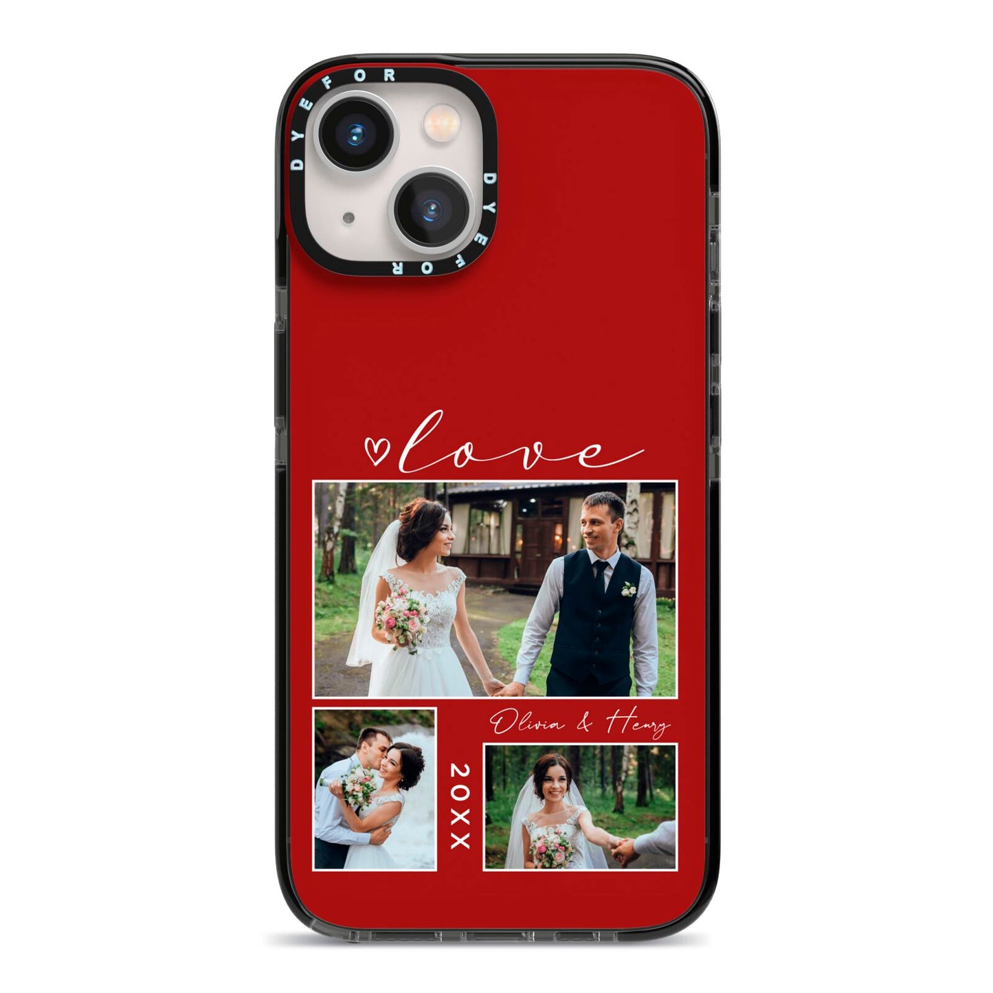 Valentine Wedding Photo Personalised iPhone 13 Black Impact Case on Silver phone
