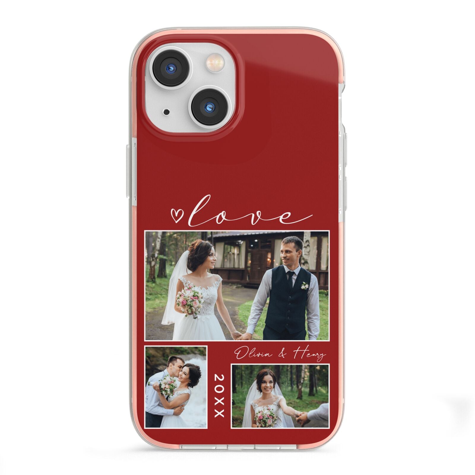 Valentine Wedding Photo Personalised iPhone 13 Mini TPU Impact Case with Pink Edges