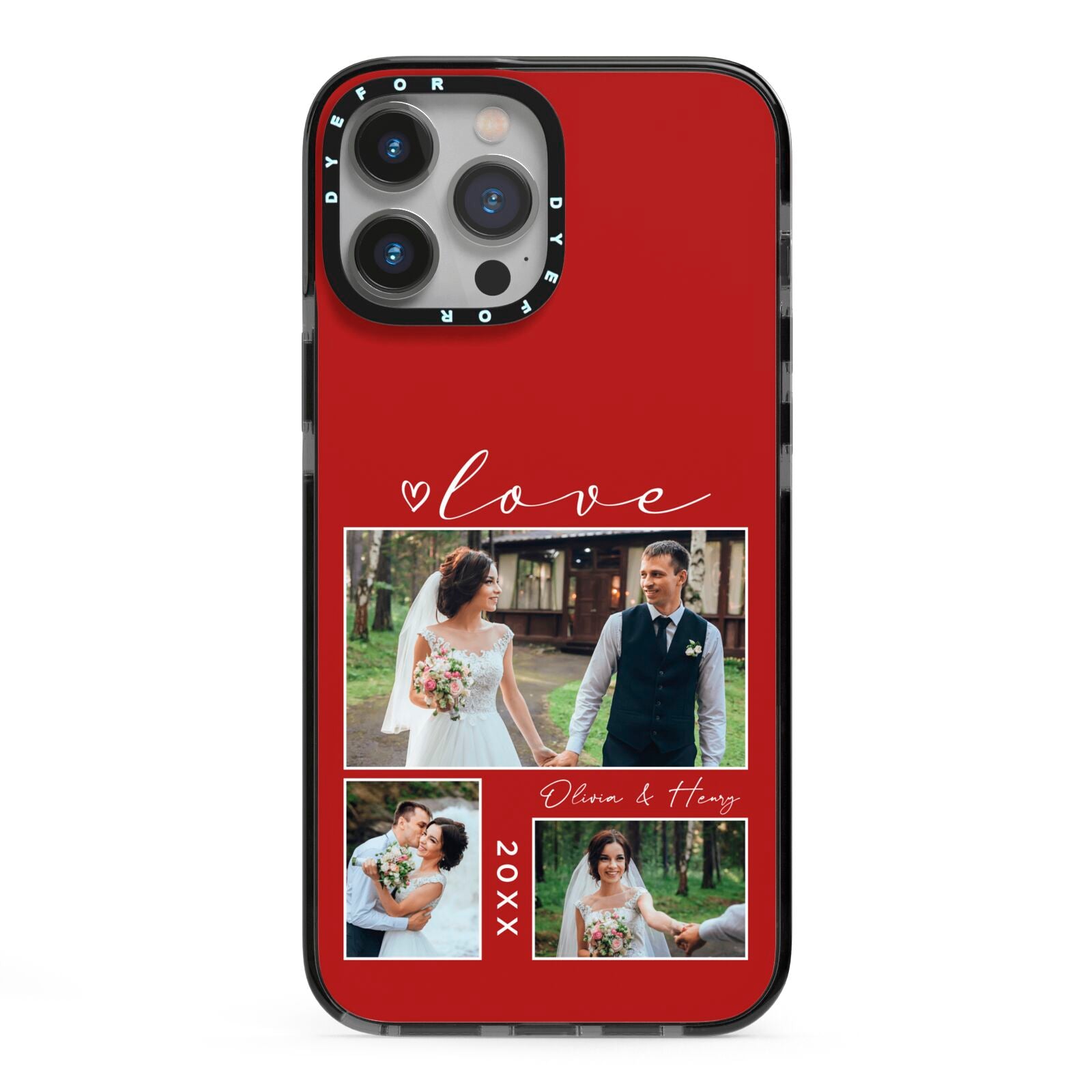 Valentine Wedding Photo Personalised iPhone 13 Pro Max Black Impact Case on Silver phone