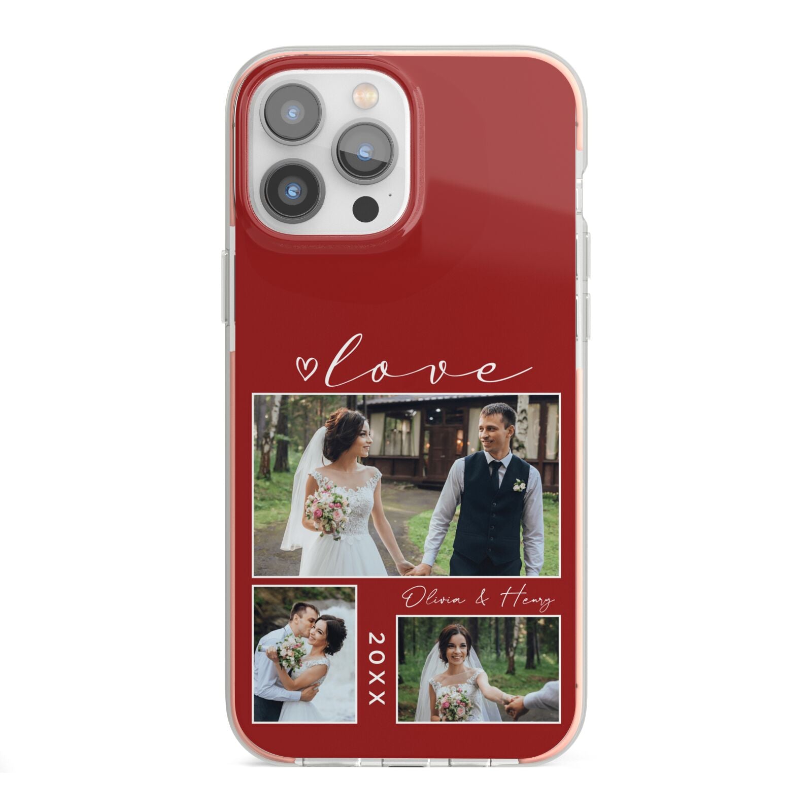 Valentine Wedding Photo Personalised iPhone 13 Pro Max TPU Impact Case with Pink Edges