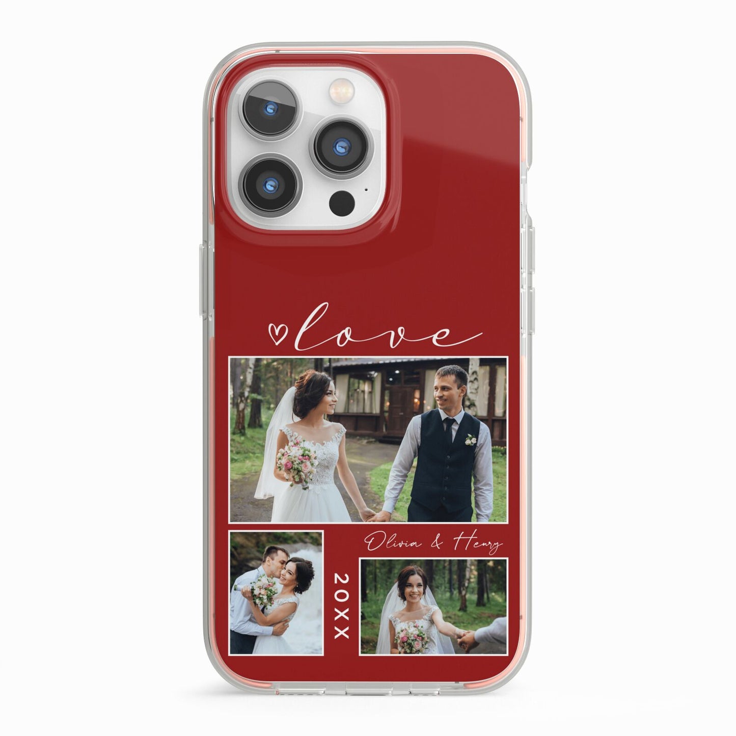 Valentine Wedding Photo Personalised iPhone 13 Pro TPU Impact Case with Pink Edges