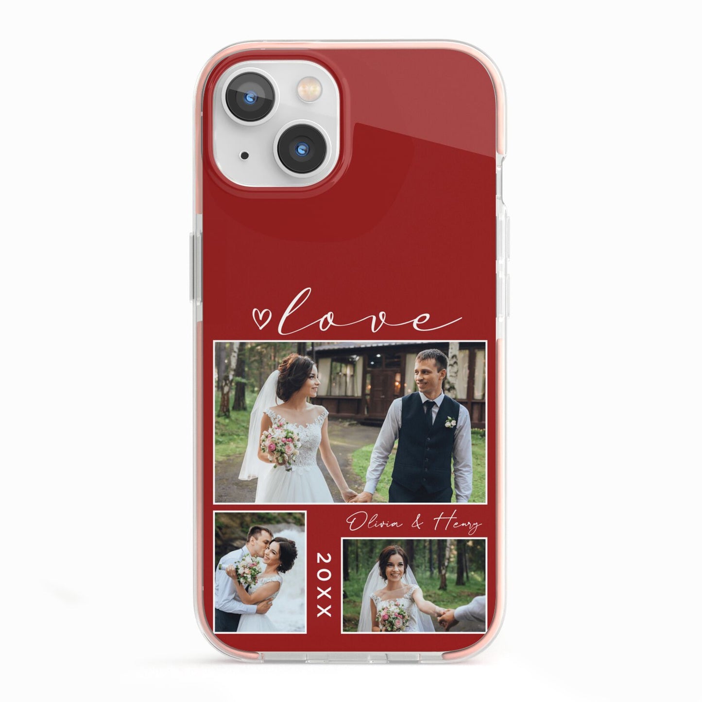 Valentine Wedding Photo Personalised iPhone 13 TPU Impact Case with Pink Edges