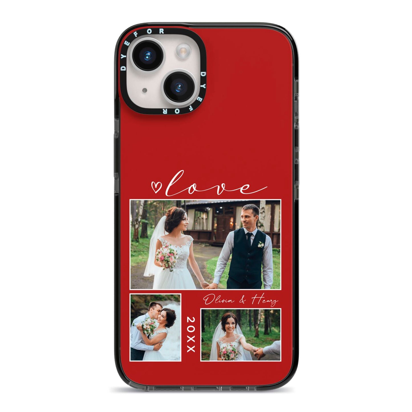 Valentine Wedding Photo Personalised iPhone 14 Black Impact Case on Silver phone