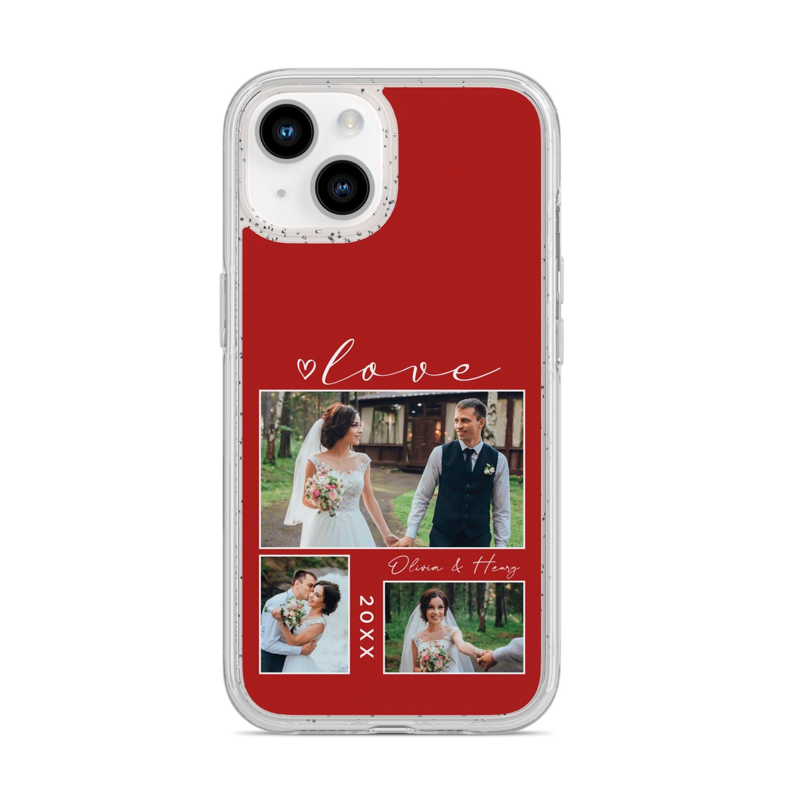 Valentine Wedding Photo Personalised iPhone 14 Glitter Tough Case Starlight