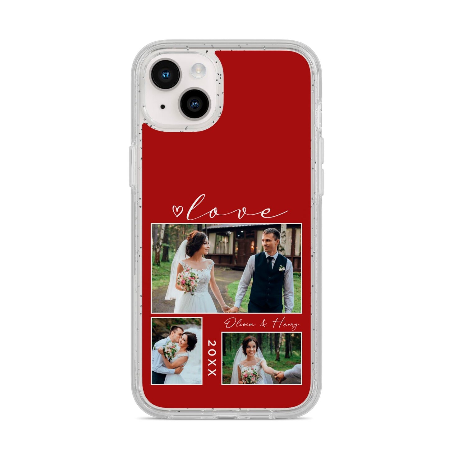 Valentine Wedding Photo Personalised iPhone 14 Plus Glitter Tough Case Starlight