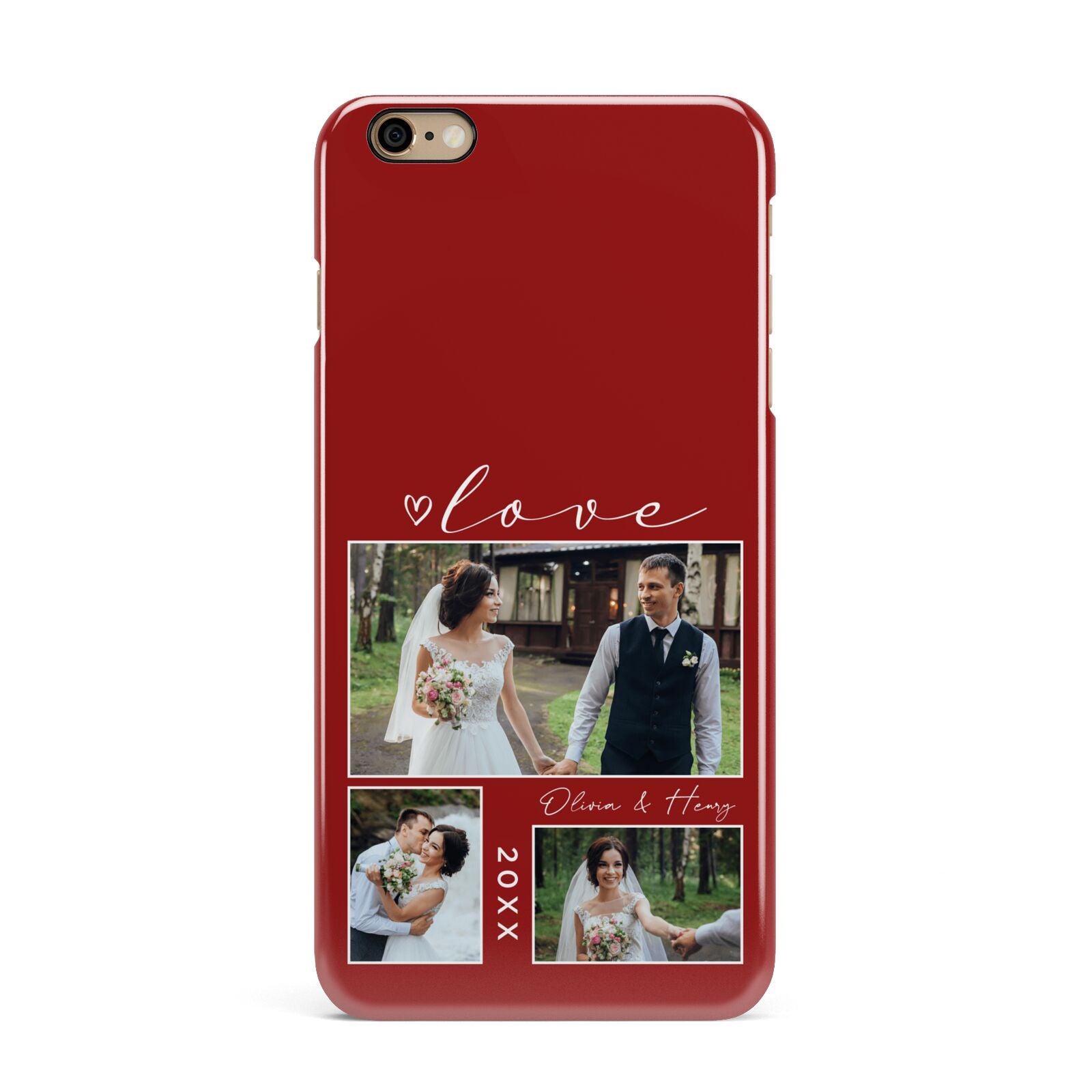 Valentine Wedding Photo Personalised iPhone 6 Plus 3D Snap Case on Gold Phone