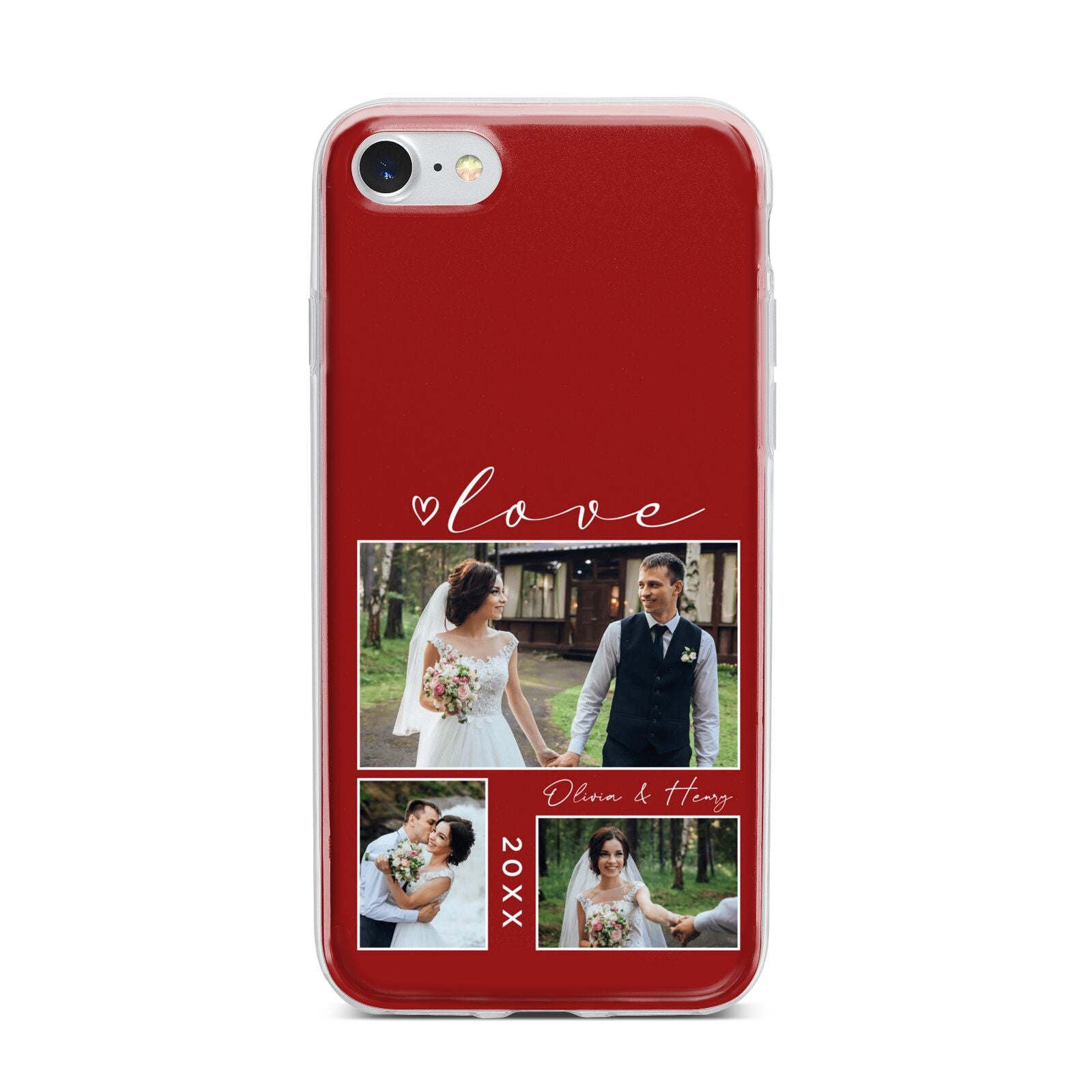 Valentine Wedding Photo Personalised iPhone 7 Bumper Case on Silver iPhone