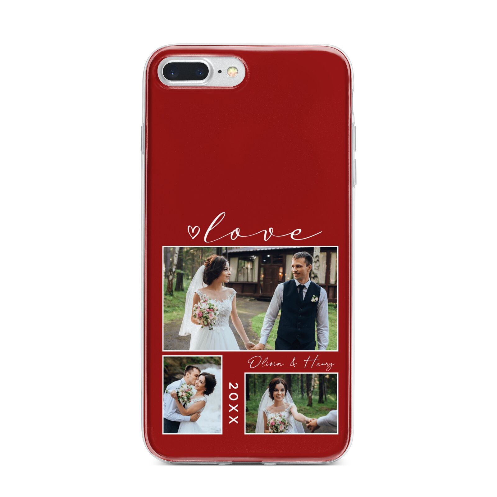 Valentine Wedding Photo Personalised iPhone 7 Plus Bumper Case on Silver iPhone