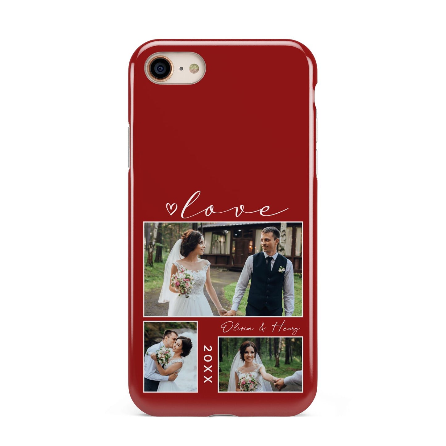 Valentine Wedding Photo Personalised iPhone 8 3D Tough Case on Gold Phone