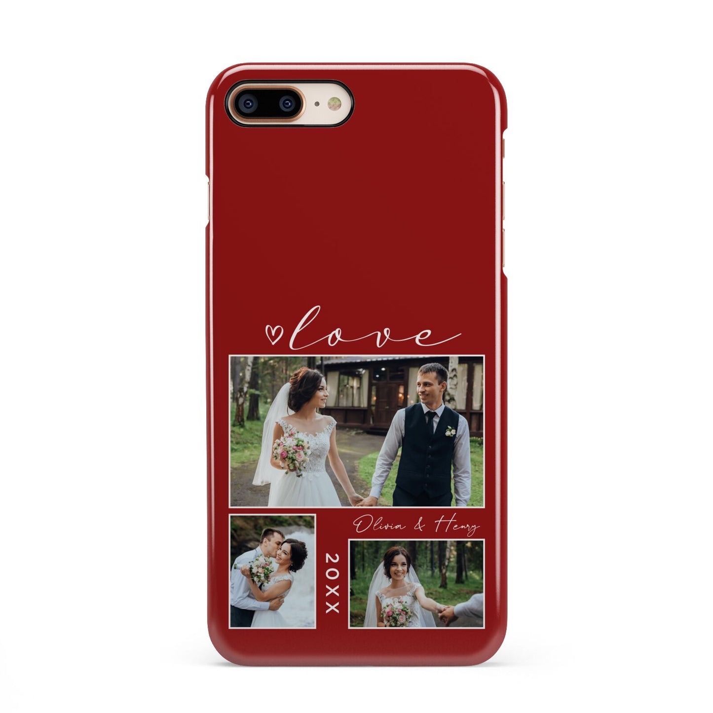 Valentine Wedding Photo Personalised iPhone 8 Plus 3D Snap Case on Gold Phone
