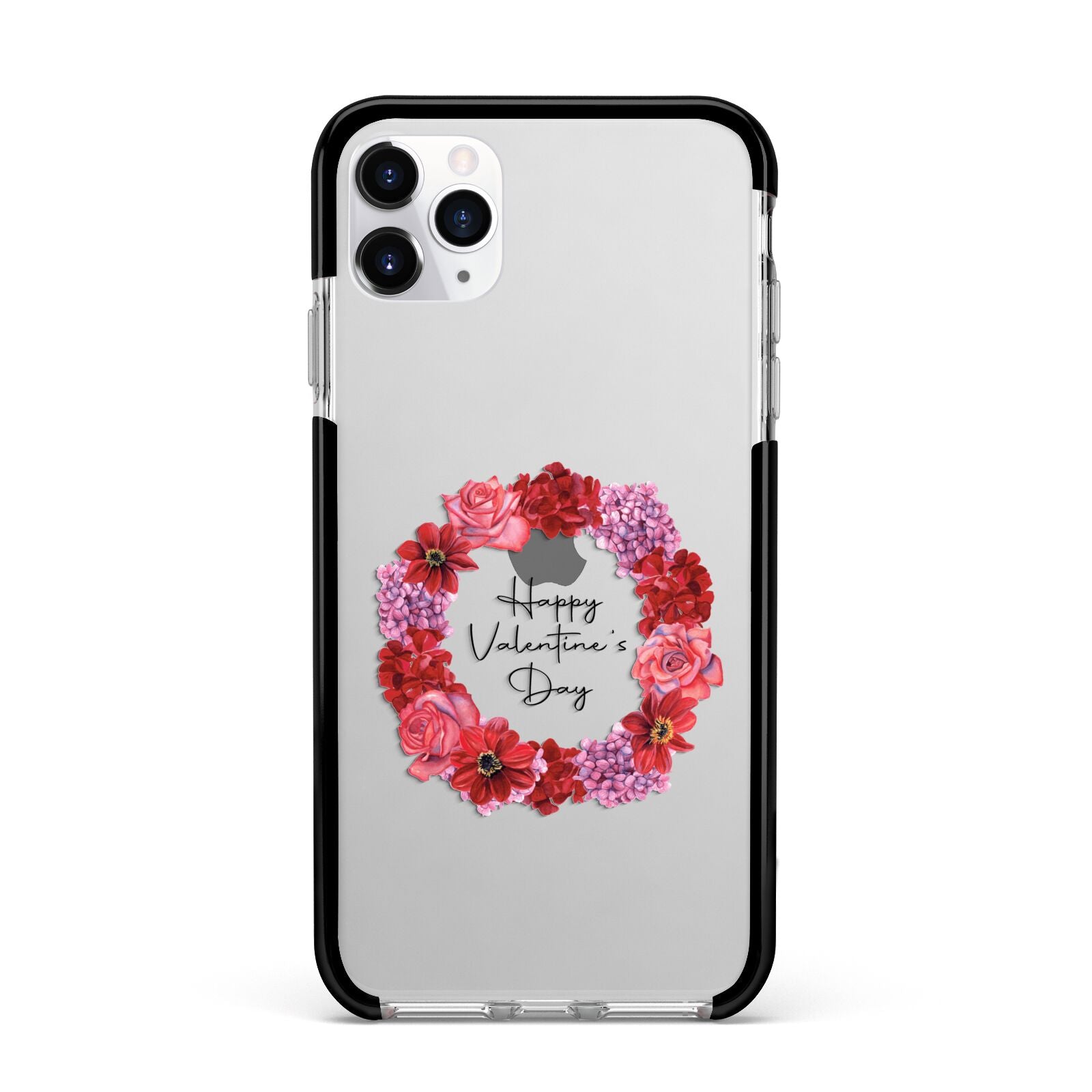 Valentine Wreath Apple iPhone 11 Pro Max in Silver with Black Impact Case
