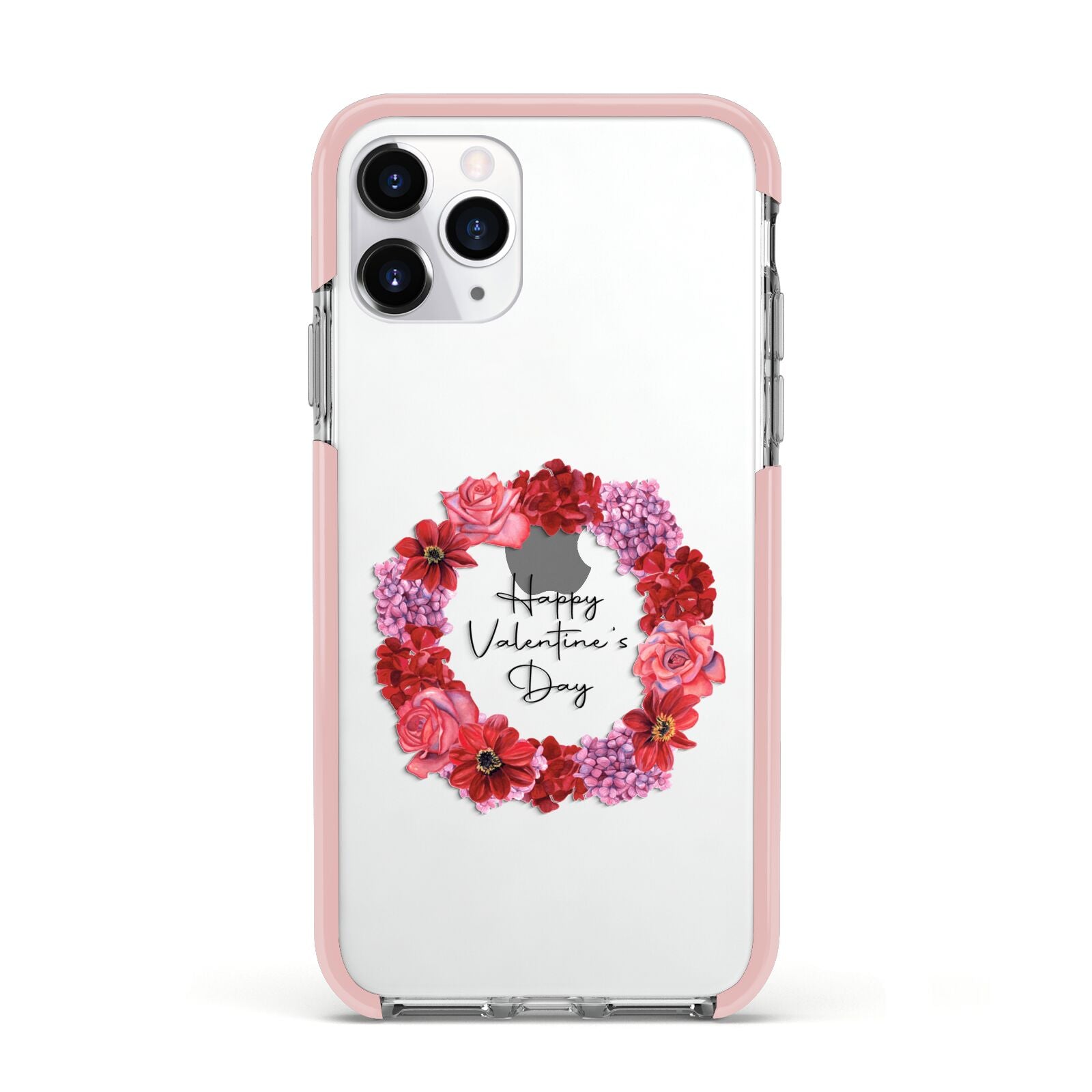 Valentine Wreath Apple iPhone 11 Pro in Silver with Pink Impact Case