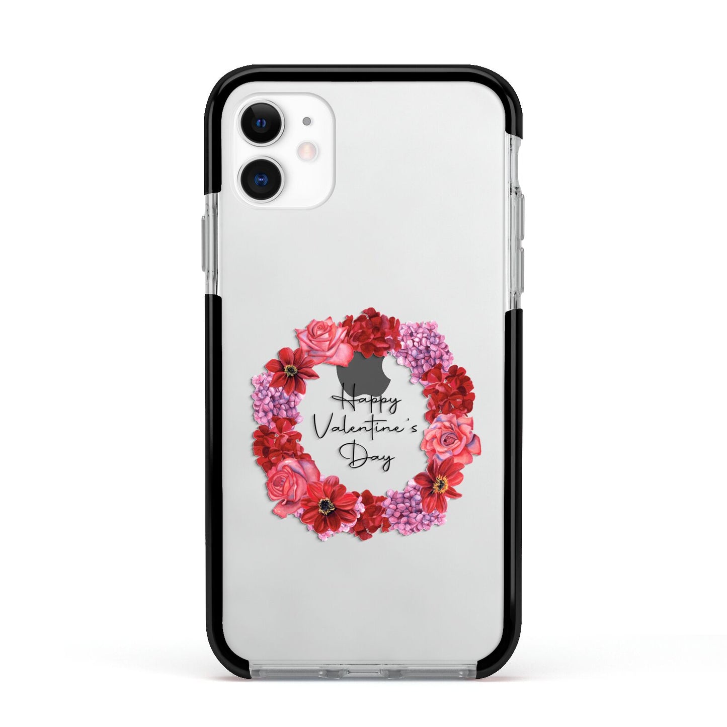 Valentine Wreath Apple iPhone 11 in White with Black Impact Case