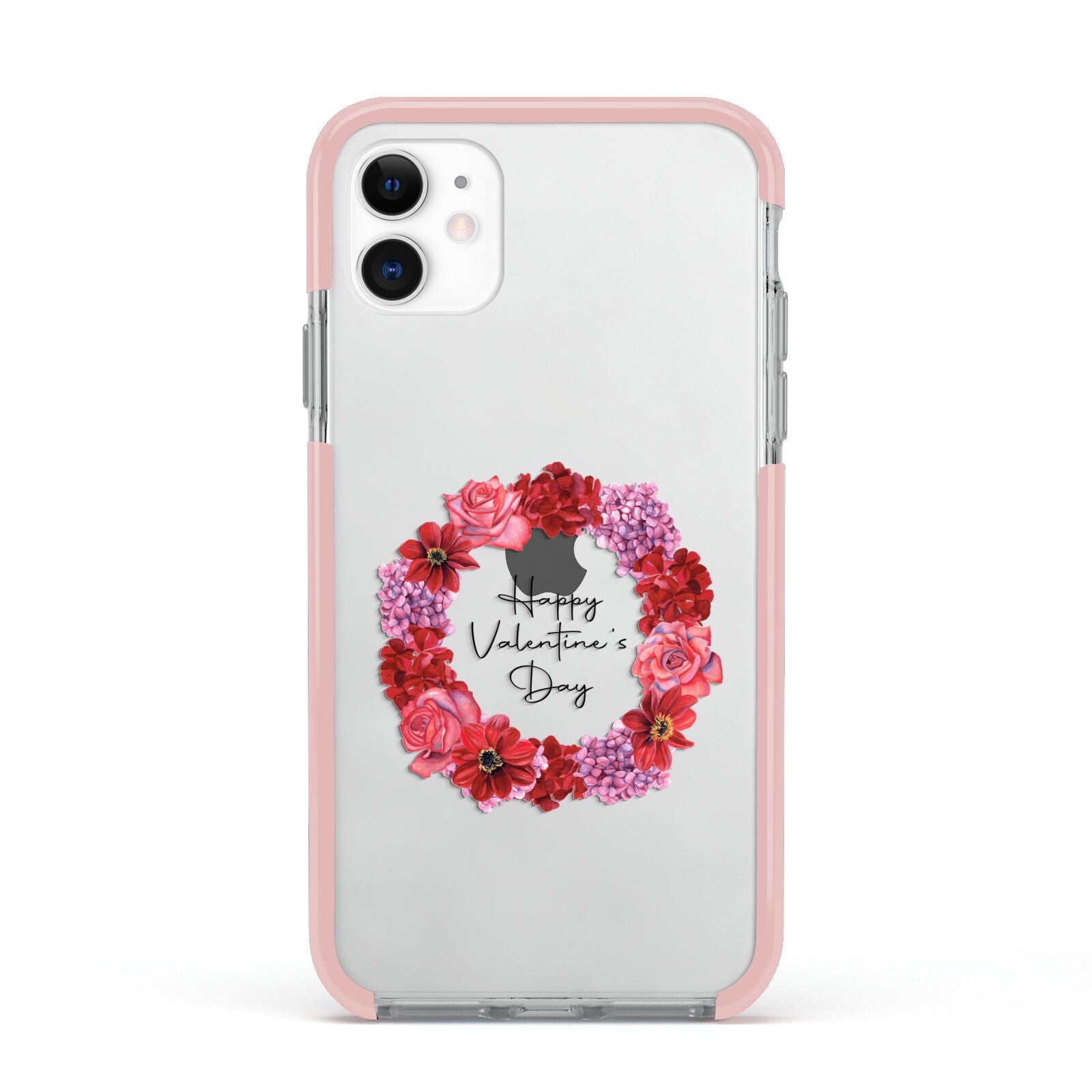 Valentine Wreath Apple iPhone 11 in White with Pink Impact Case